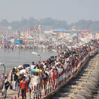 Pilgrims Crossing the Pontoon Bridge