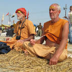 Guru Maharaja & Visnu Maharaja Chant Gayatri on the Banks of the Ganga