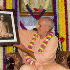 Guru Maharaja with a Picture of Sarasvati Thakura