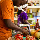 Rupanuga making Water melon cake