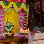 Laksmi-Narasimha being offered arati on their ratha