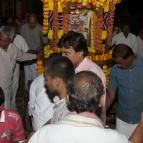 Devotees pulling the ratha and performing kirtana