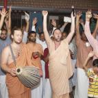 Devotees at the end of the kirtana